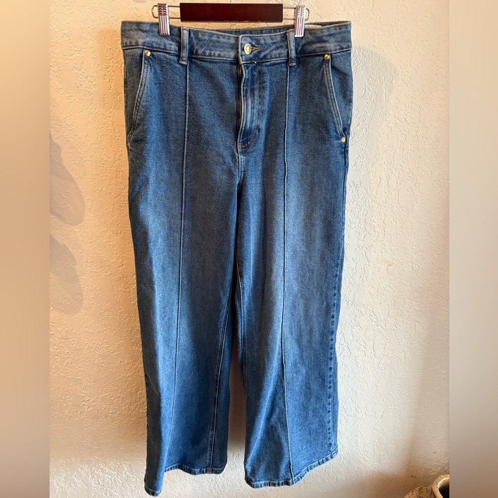 Michael Kors womens wide-Leg Denim Jeans in Blue